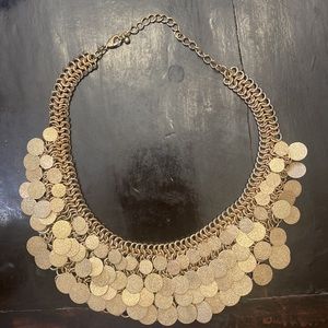 Gold tone bib style adjustable necklace